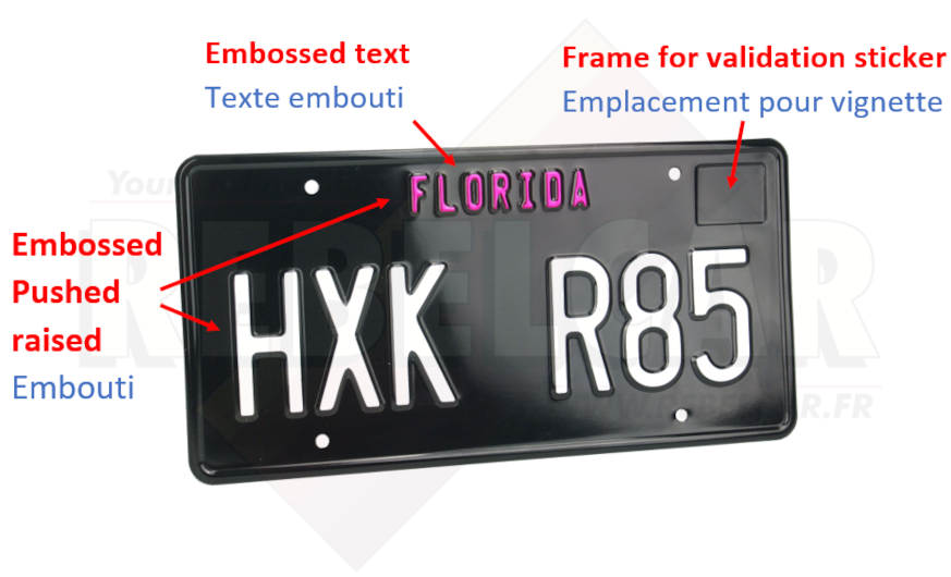 FLORIDA BLACK COLLECTIBLE US USA License Plate Number Plate Embossed Custom